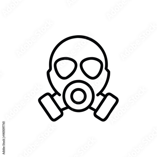 Outline Illustration Of A Gas Mask For Safety And Protection From Hazardous Environments