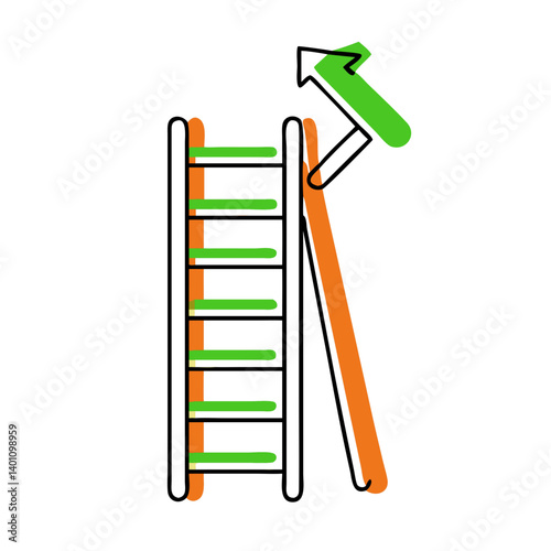 Ladder with upward arrow in vibrant colors  