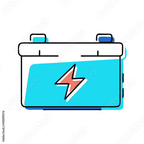 Battery with Energy Symbol in Flat Style  