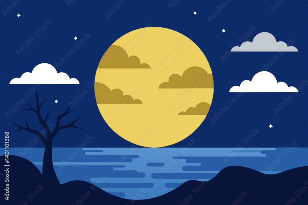 Naklejka premium moon over the sea