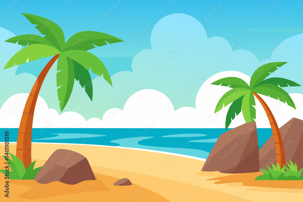 Fototapeta premium tropical beach with palm trees