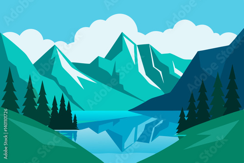 mountain landscape with mountains and clouds