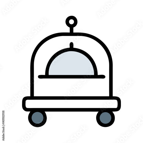 Bellhop Service Cart with Cloche Icon Design