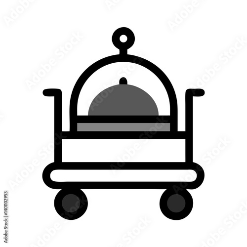 Bellhop Service Cart with Cloche Icon Design