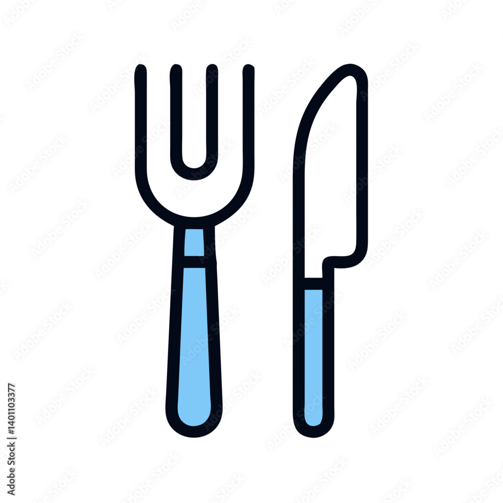 Fork and Knife Representing Dining Service Icon Design Fork and Knife Representing Dining Service Icon Design