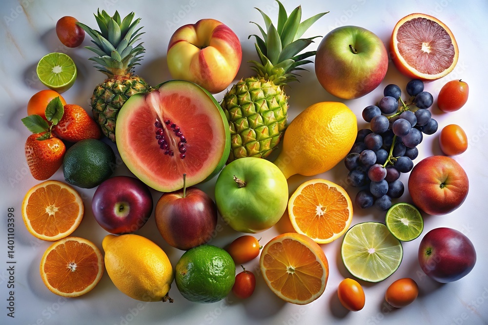 A vibrant summer bounty of juicy fruits and exotic pineapples, bursting with color and freshness, bathed in soft, natural light. A vibrant summer bounty of juicy fruits and exotic pineapples, bursting with color and freshness, bathed in soft, natural light.