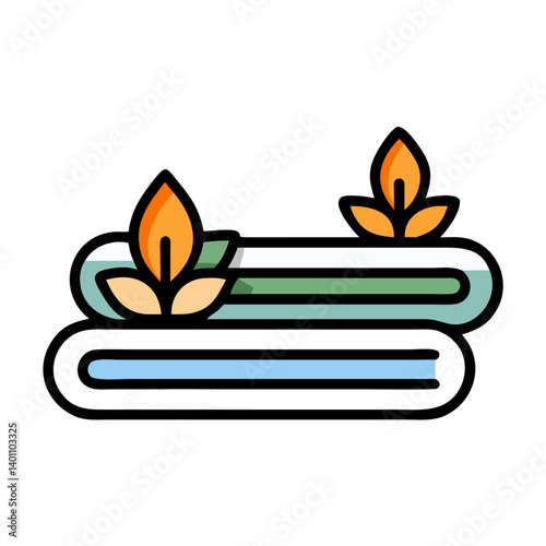 Folded Towels with Leaf Decoration Icon Design