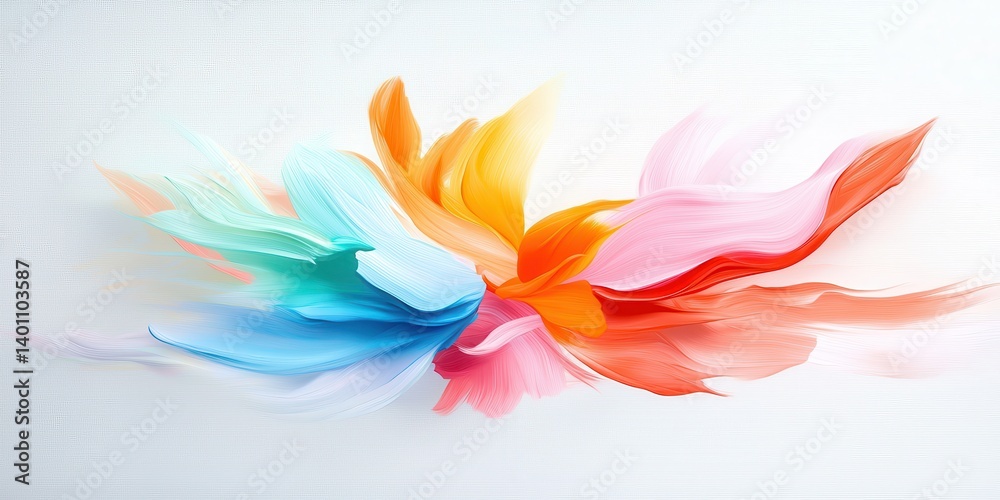 Abstract arrangement of vibrant brushstrokes in shades of blue, orange, pink, red and yellow colors Abstract arrangement of vibrant brushstrokes in shades of blue, orange, pink, red and yellow colors