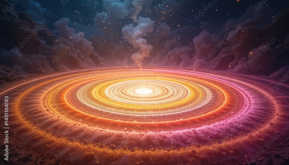 Fototapeta premium Cosmic spiral creation outer space digital art nebula environment wide angle view celestial concept for stellar exploration