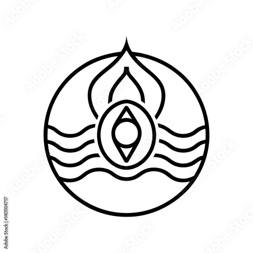Oxygen flow emblem line art illustration