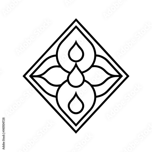 Oxygen flow emblem line art illustration