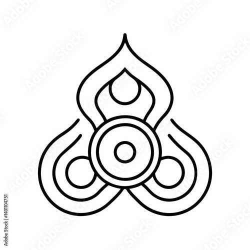 Oxygen flow emblem line art illustration