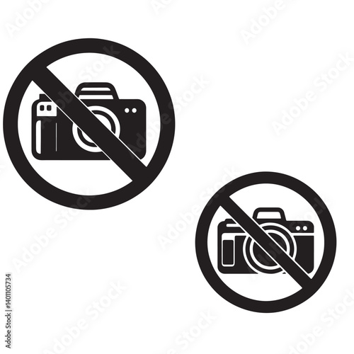 Black no camera icons with clear prohibition symbols ideal for restricted areas and privacy signage