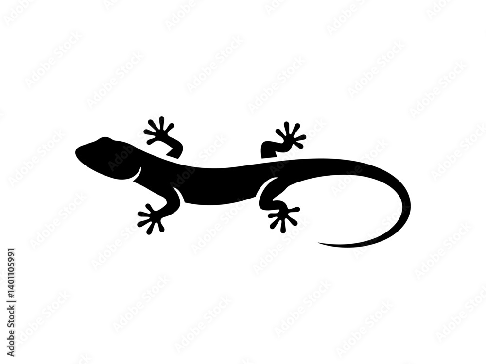 Naklejka premium Lizard icon silhouette vector flat illustration design.
