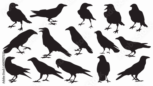 Caw silhouette vector set