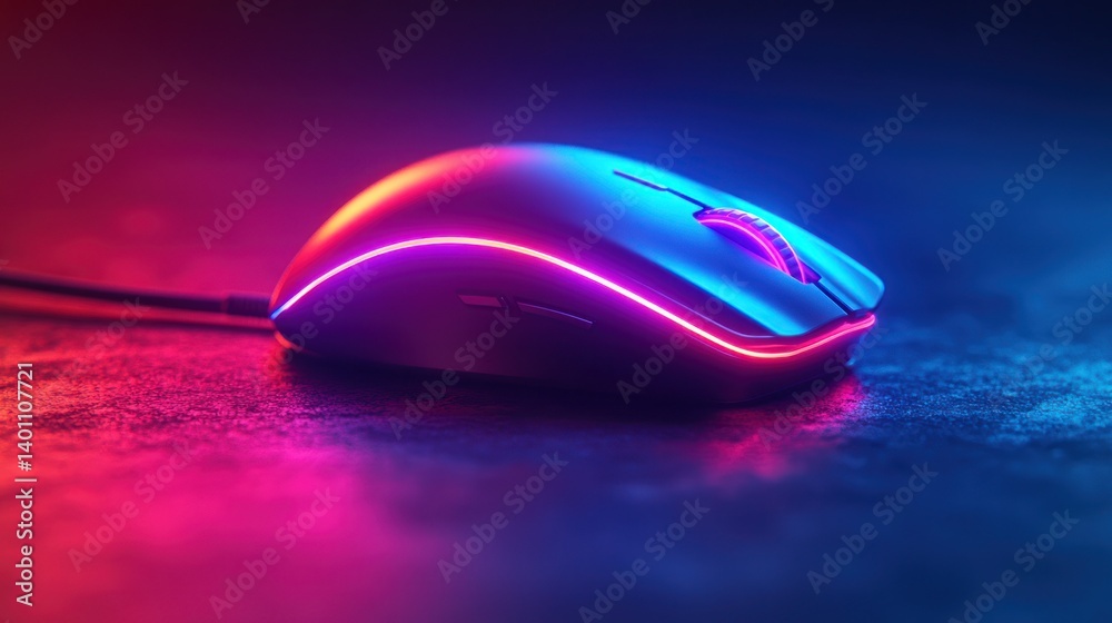 Modern gaming mouse with vibrant neon light Modern gaming mouse with vibrant neon light