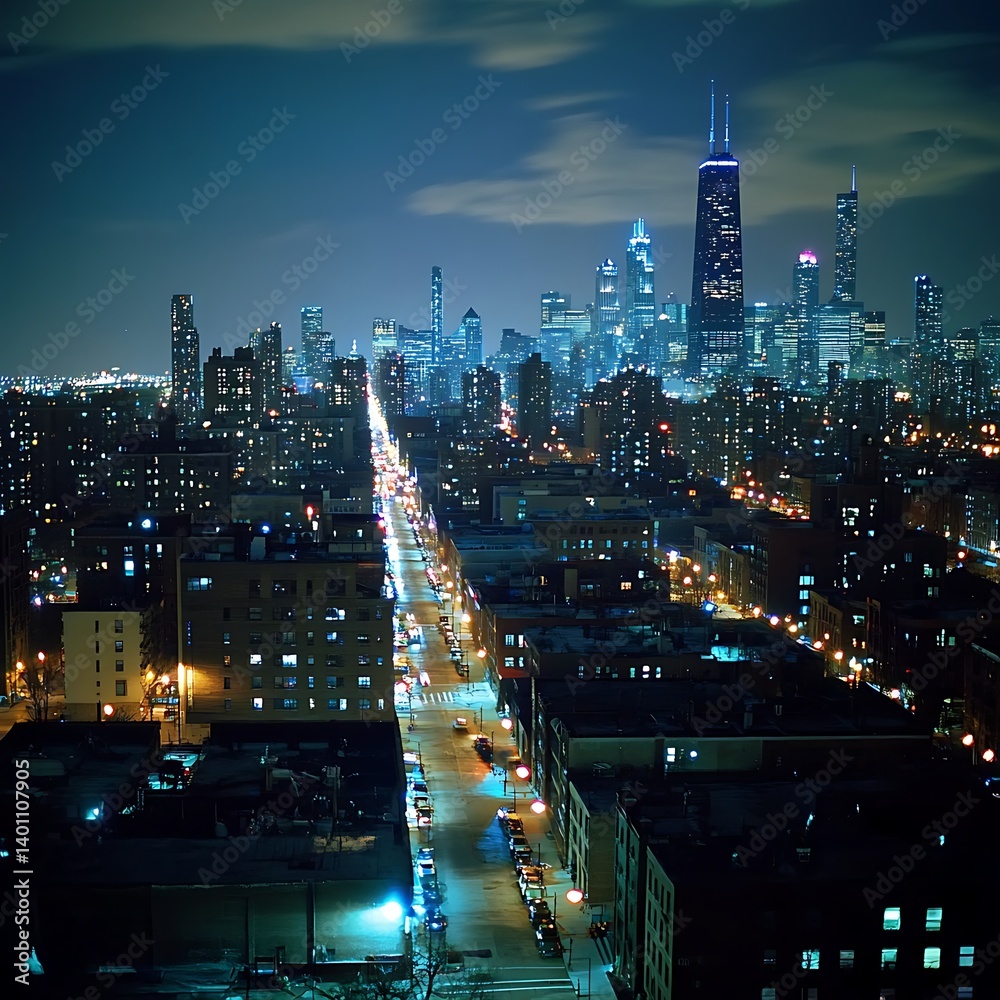 Fototapeta premium Light filled skyline over tokyo with tower high resolution picture