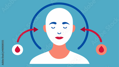 Facial Circulation A diagram showing increased flow in facial s posttreatment indicating enhanced circulation from exosome application.
