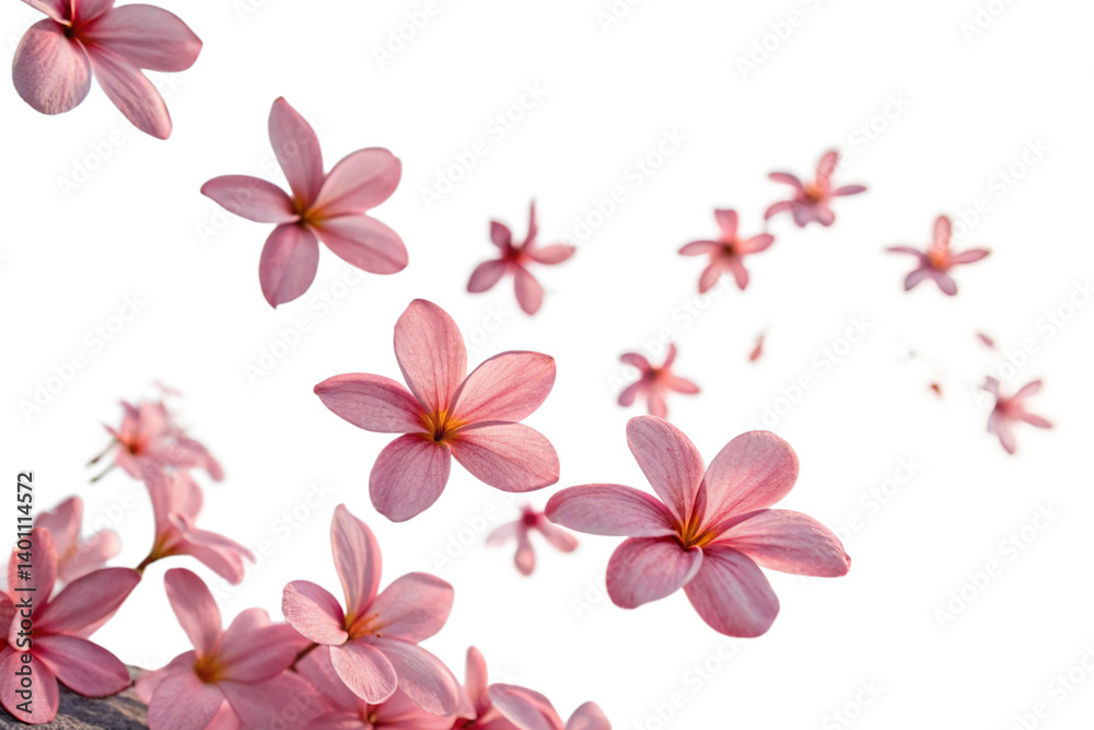 Obraz premium Floating Pink Flowers on transparent Background
