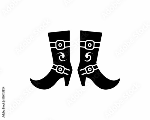 creative details Witch Boots Icon Vector Illustration
