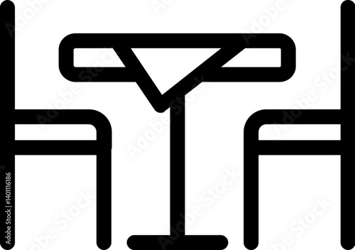 Dining table chair vector icon. restaurant table chair icon. 
