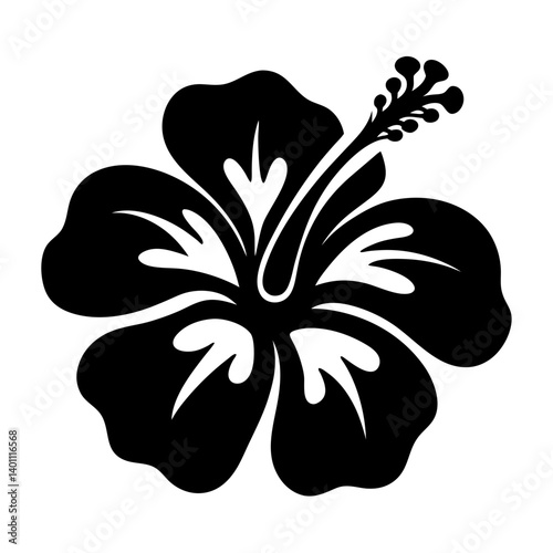 Black and White Hibiscus Flower Graphic Design Illustration Image