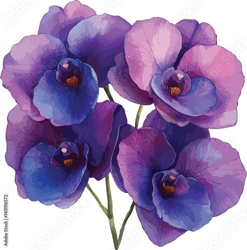 Beautiful purple iris flowers bloom with violet and blue petals,  nature's blossom