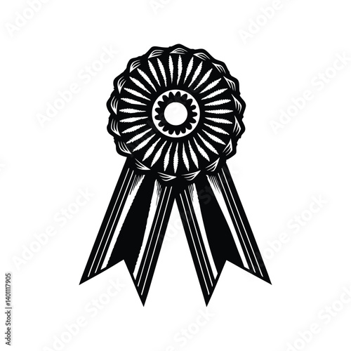 Award ribbon icon silhouette vector with white background