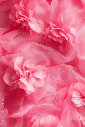 Obraz na płótnie Soft pink flowers nestled on flowing fabric, creating a gentle and romantic ambiance for any setting. w salonie