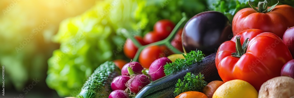 A vibrant collection of assorted fresh vegetables, emphasizing organic farming and healthy lifestyle choices.