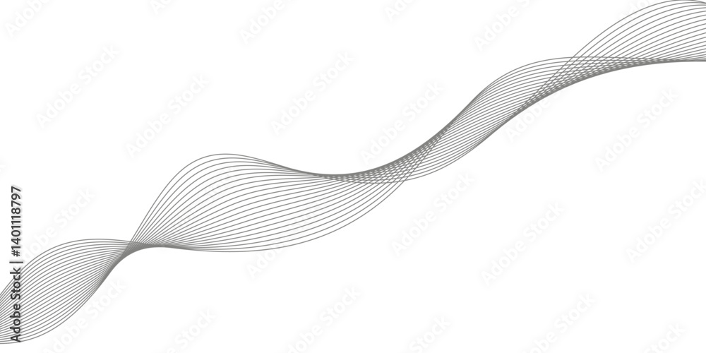 Fototapeta premium abstract Grey wave line background on white background. 
