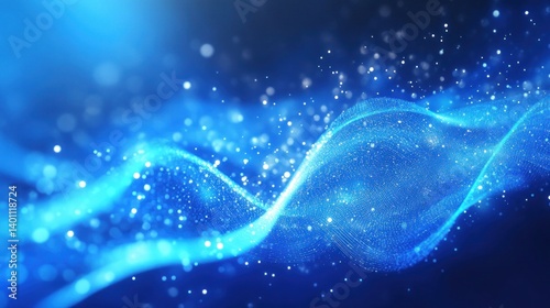 Obraz na płótnie A beautiful abstract wave technology background with blue light digital effects, perfect for a corporate or modern theme. w salonie