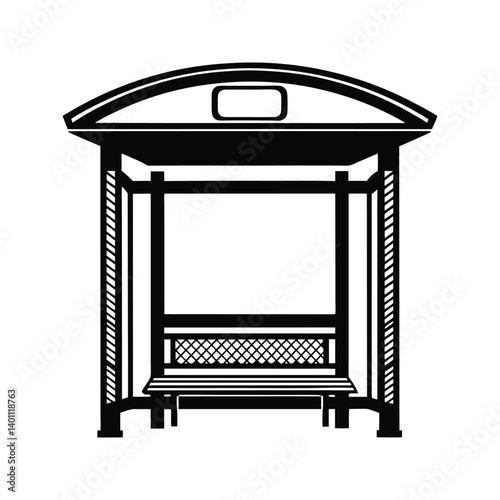 Bus stop icon silhouette vector with white background