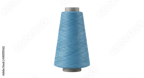 Isolated Spool of Blue Thread