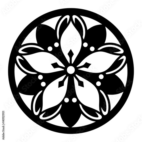 Black and white illustration of jasmine , flower silhouette vector designs.