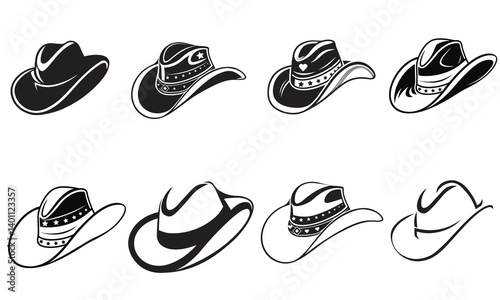 Western Cowboy Hat Logo Designs 8 Stylish Vector Set for Country Rodeo Themes