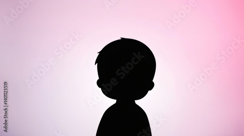 Silhouette of a person's head and shoulders, set against a light pink and white gradient background. This image is likely a stock vector file.

