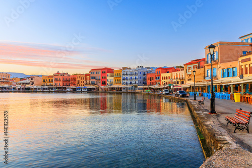 Obraz na płótnie Crete, Greece. Old Venetian Port of Chania. w salonie