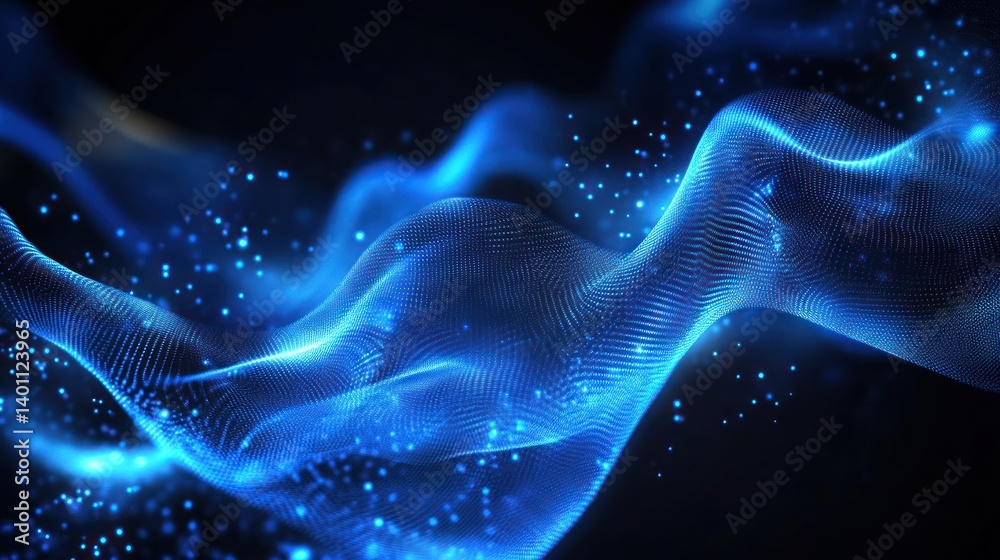 A beautiful abstract wave technology background with blue light digital effects, perfect for a corporate or modern theme.