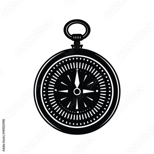 Pocket watch icon silhouette vector with white background
