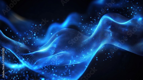 Obraz na płótnie A beautiful abstract wave technology background with blue light digital effects, perfect for a corporate or modern theme. w salonie