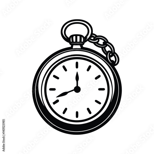 Pocket watch icon silhouette vector with white background