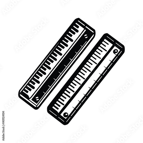 Ruler icon silhouette vector with white background
