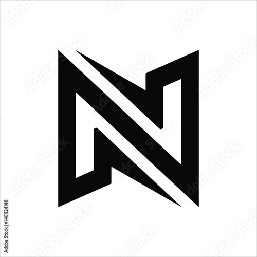 Letter N Line Art Monogram Typography Logo Design