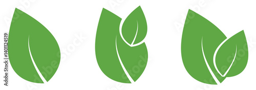 Green leaf icons set. Leaves icon on isolated background. Collection green leaf. Elements design for natural, eco, vegan, bio labels.