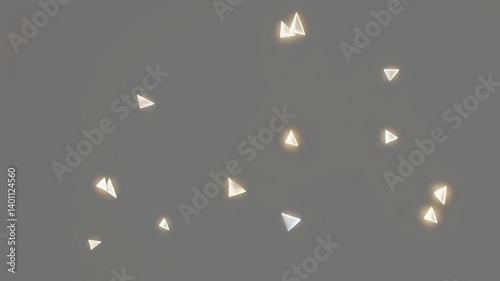 Abstract Geometric Shapes floating and rotating in spaceagainst a neutral gray backdrop