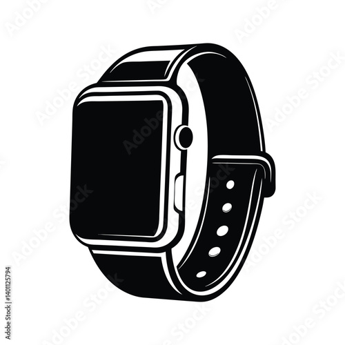 Smart watch icon silhouette vector with white background