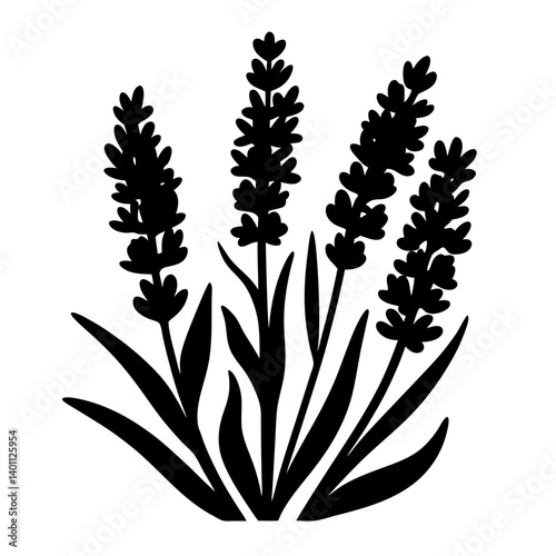 Black and white illustration of lavender , flower silhouette vector designs.