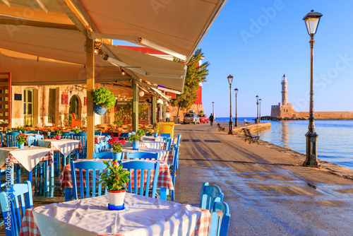 Obraz na płótnie Crete, Greece. Old Venetian Port of Chania. w salonie
