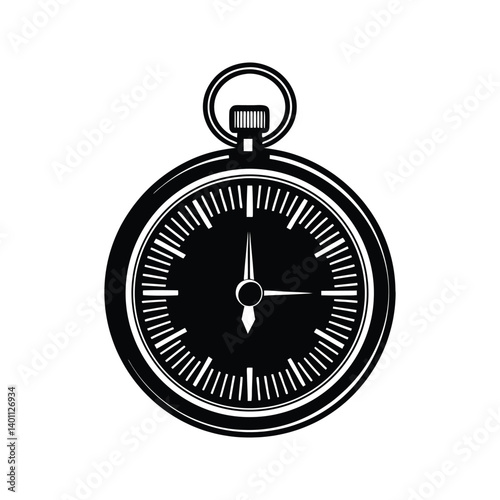 Stopwatch icon silhouette vector with white background